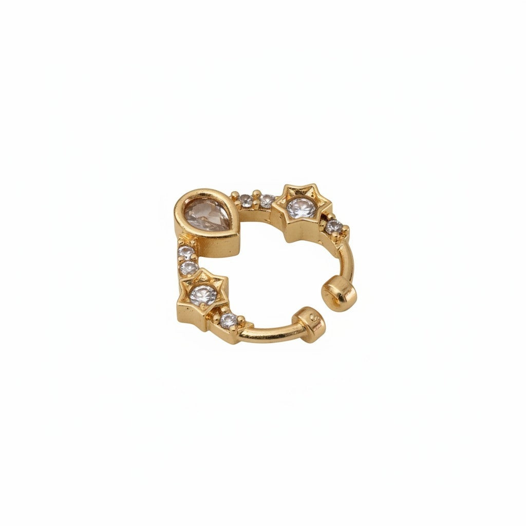 Teardrop Gold Plated AD Nose Pin