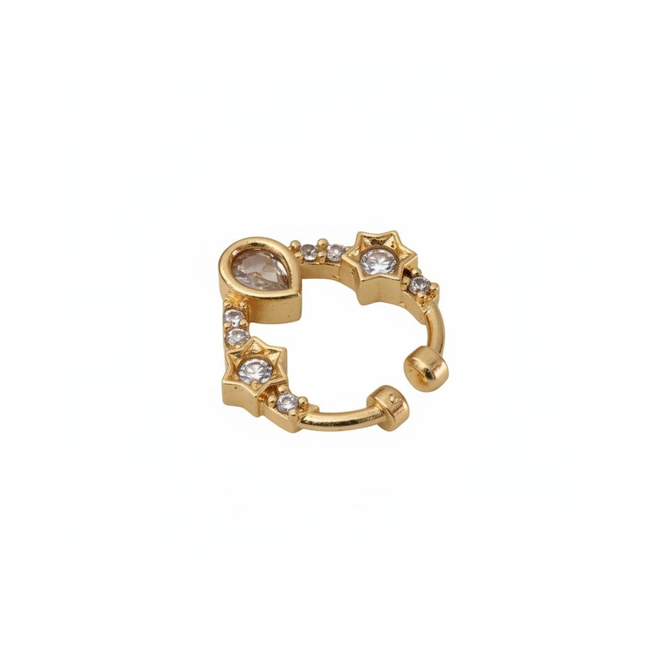 Teardrop Gold Plated AD Nose Pin
