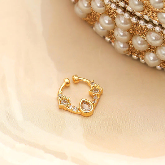 Teardrop Gold Plated AD Nose Pin