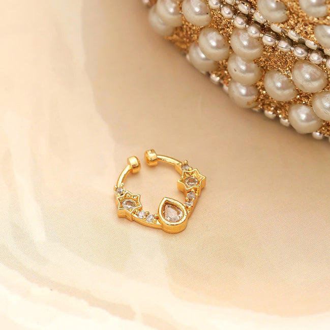 Teardrop Gold Plated AD Nose Pin