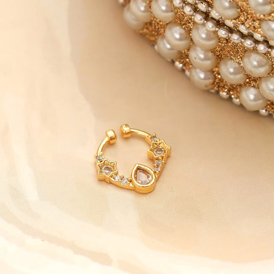 Teardrop Gold Plated AD Nose Pin