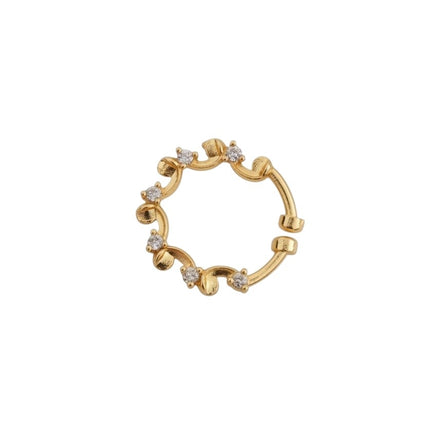 Heart Motif Gold Plated AD Nose Pin