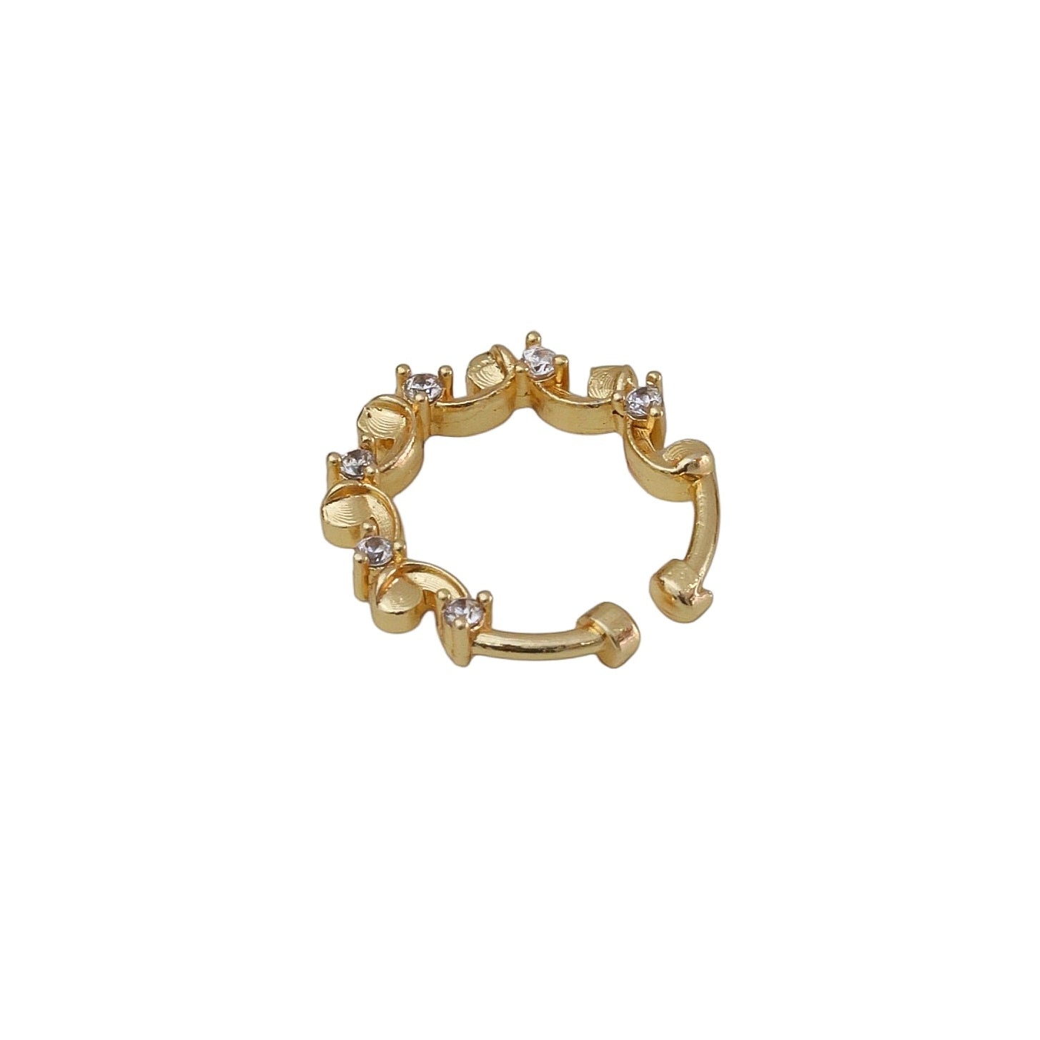 Heart Motif Gold Plated AD Nose Pin