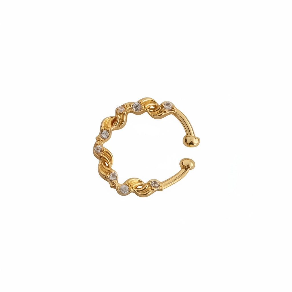 Spiral Wave Hoop Gold Plated AD Nose Pin