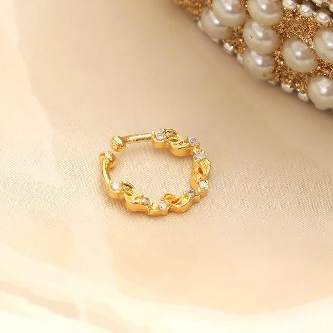 Spiral Wave Hoop Gold Plated AD Nose Pin