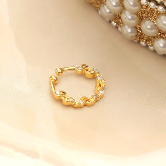 Spiral Wave Hoop Gold Plated AD Nose Pin