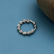 Wavy Hoop Rhodium Plated AD Nose Pin
