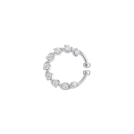 Wavy Hoop Rhodium Plated AD Nose Pin