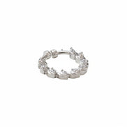 Wavy Hoop Rhodium Plated AD Nose Pin