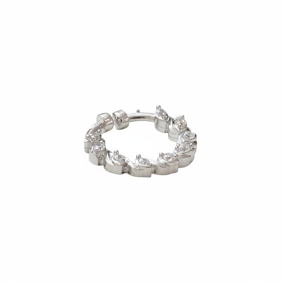 Wavy Hoop Rhodium Plated AD Nose Pin