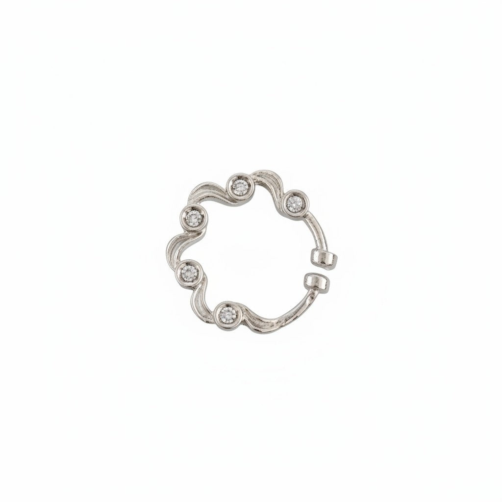 Spiral Hoop Rhodium Plated AD Nose Pin