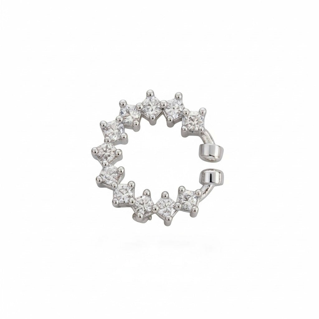Adorned Hoop Rhodium Plated AD Nose Pin