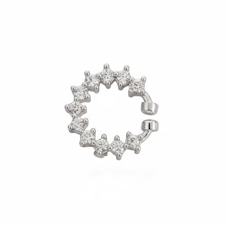 Adorned Hoop Rhodium Plated AD Nose Pin