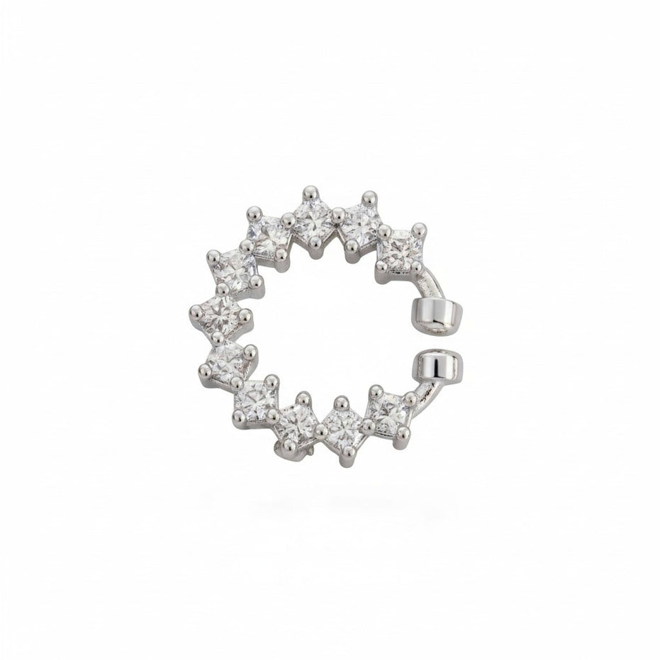 Adorned Hoop Rhodium Plated AD Nose Pin
