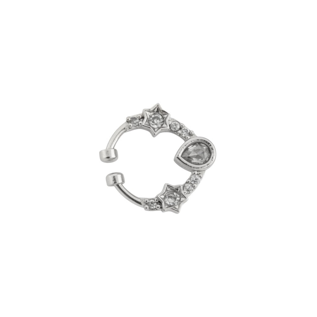 Teardrop Rhodium Plated AD Nose Pin
