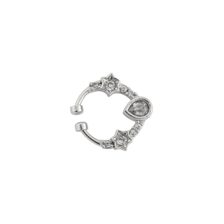Teardrop Rhodium Plated AD Nose Pin