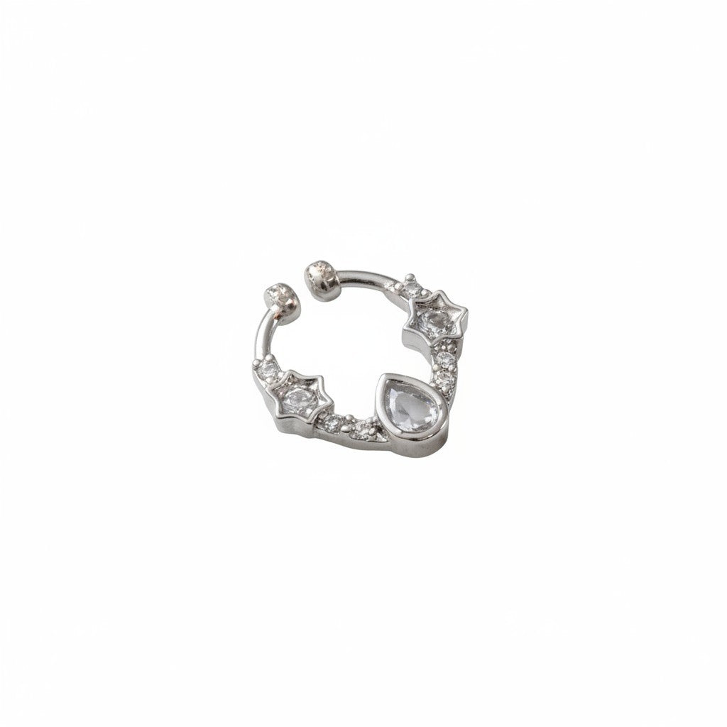 Teardrop Rhodium Plated AD Nose Pin