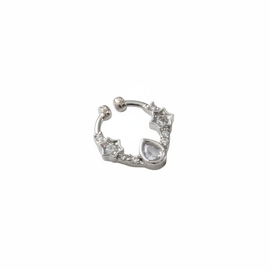 Teardrop Rhodium Plated AD Nose Pin
