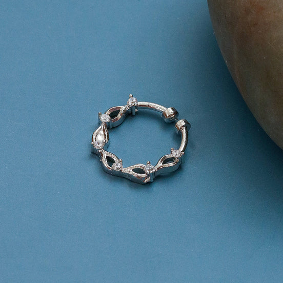 Marquise Rhodium Plated AD Nose Pin