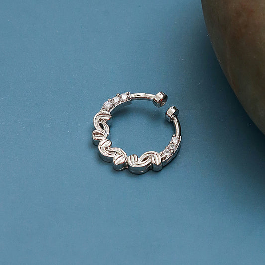 Wavy Rhodium Plated AD Nose Pin