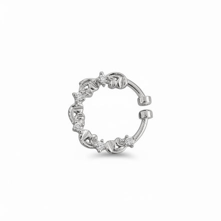 Wavy Rhodium Plated AD Nose Pin