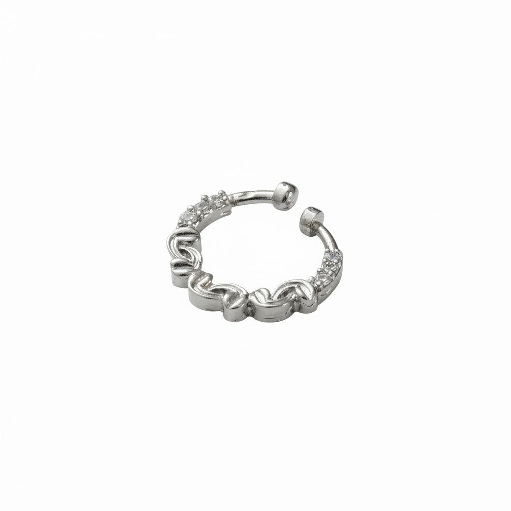 Wavy Rhodium Plated AD Nose Pin