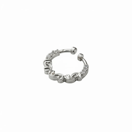Wavy Rhodium Plated AD Nose Pin