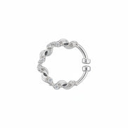 Floral Motif Hoop Rhodium Plated AD Nose Pin