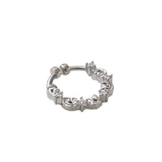 Floral Motif Hoop Rhodium Plated AD Nose Pin
