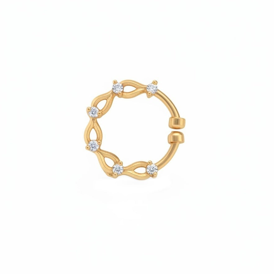 Gold Plated Twisted Loop CZ Nose Pin