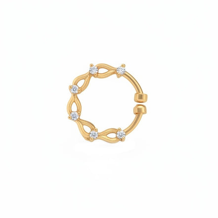 Gold Plated Twisted Loop CZ Nose Pin