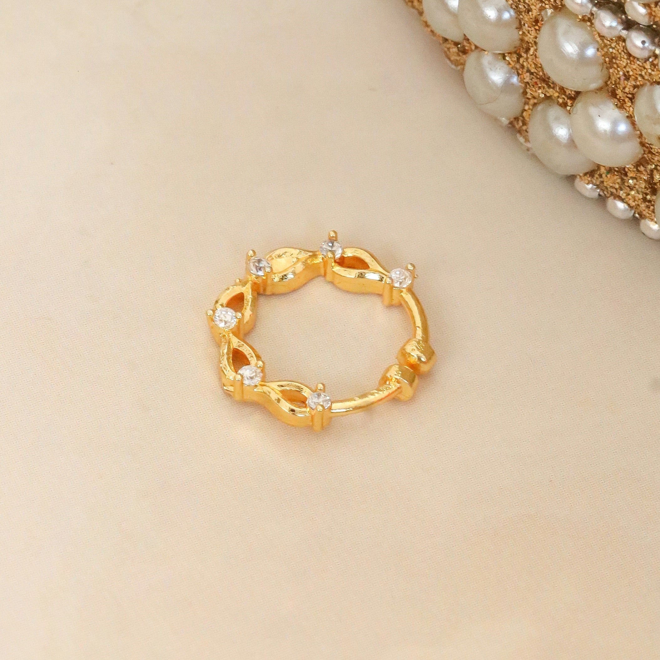 Gold Plated Twisted Loop CZ Nose Pin