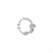 Rhodium Plated Triple Teardrop CZ Nose Pin