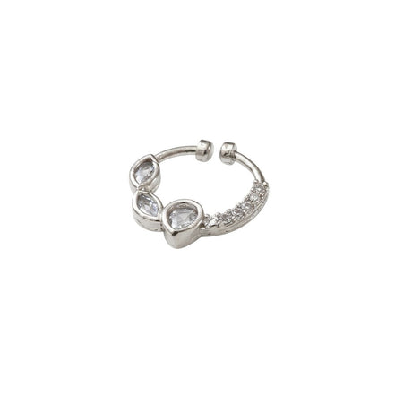 Rhodium Plated Triple Teardrop CZ Nose Pin