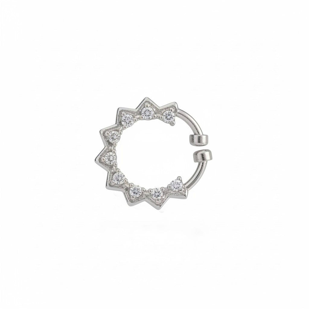 Rhodium Plated Star Shape CZ Nose Pin