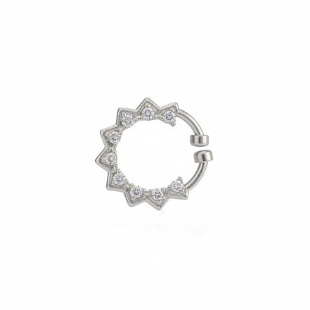 Rhodium Plated Star Shape CZ Nose Pin