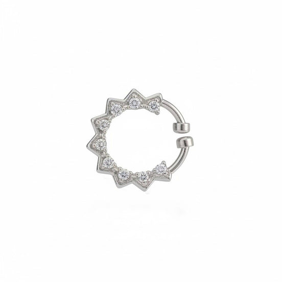 Rhodium Plated Star Shape CZ Nose Pin