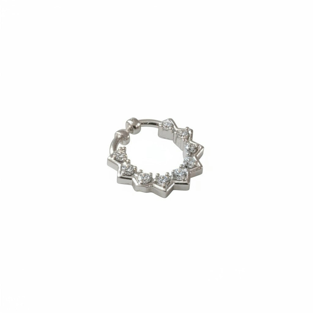 Rhodium Plated Star Shape CZ Nose Pin