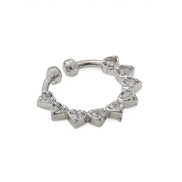 Rhodium Plated Heart Shape CZ Nose Pin