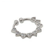 Rhodium Plated Heart Shape CZ Nose Pin