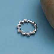 Rhodium Plated Scallop Design CZ Nose Pin