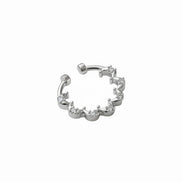Rhodium Plated Scallop Design CZ Nose Pin