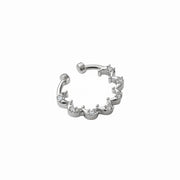 Rhodium Plated Scallop Design CZ Nose Pin