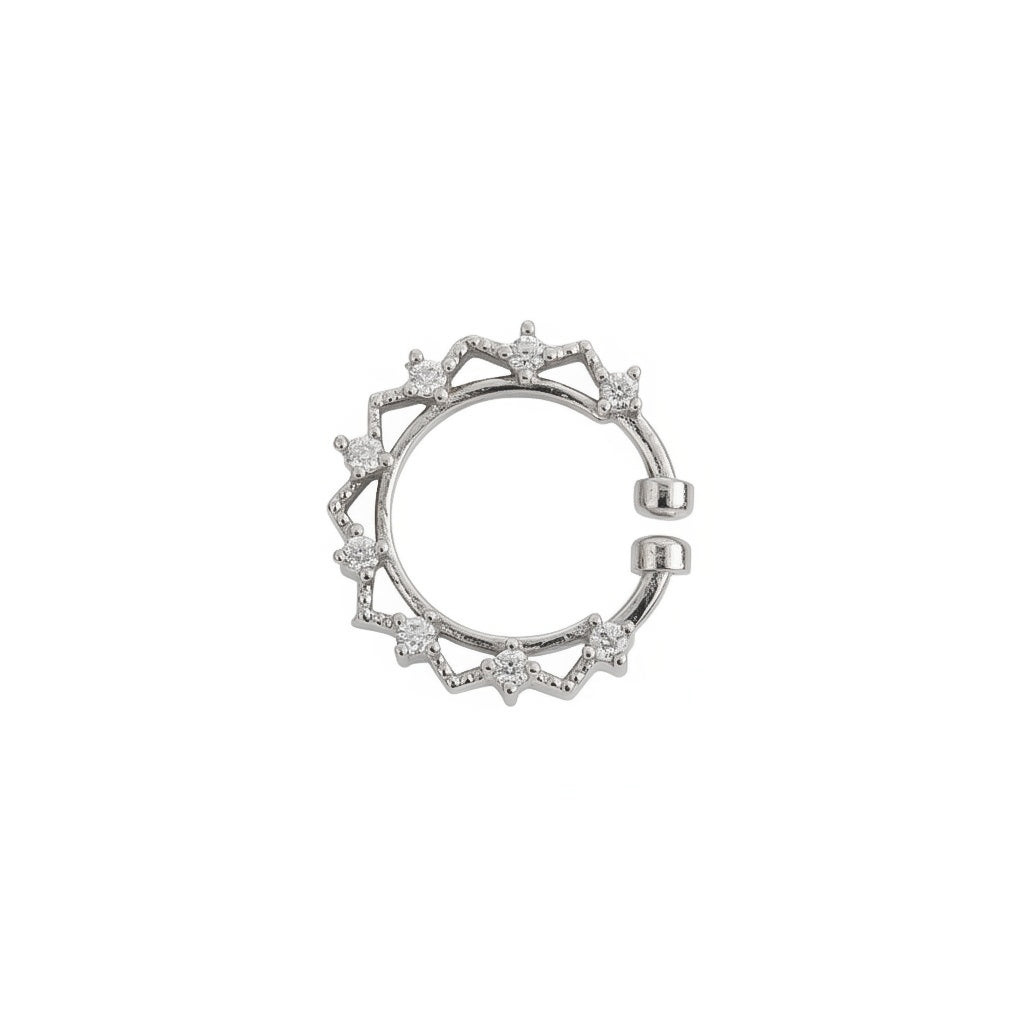Rhodium Plated Round CZ Nose Pin