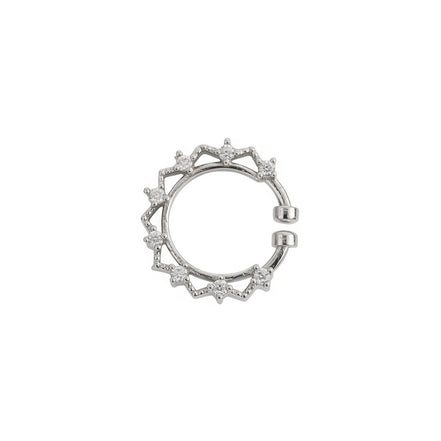 Rhodium Plated Round CZ Nose Pin