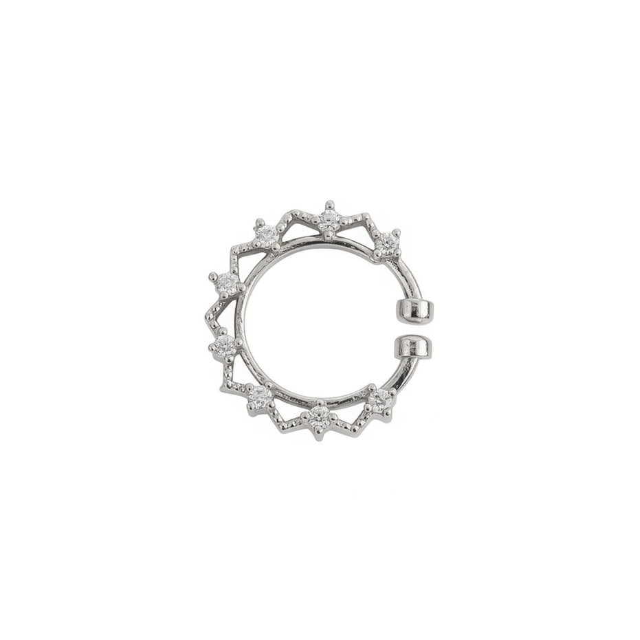 Rhodium Plated Round CZ Nose Pin