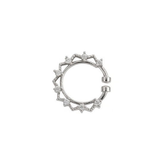 Rhodium Plated Round CZ Nose Pin