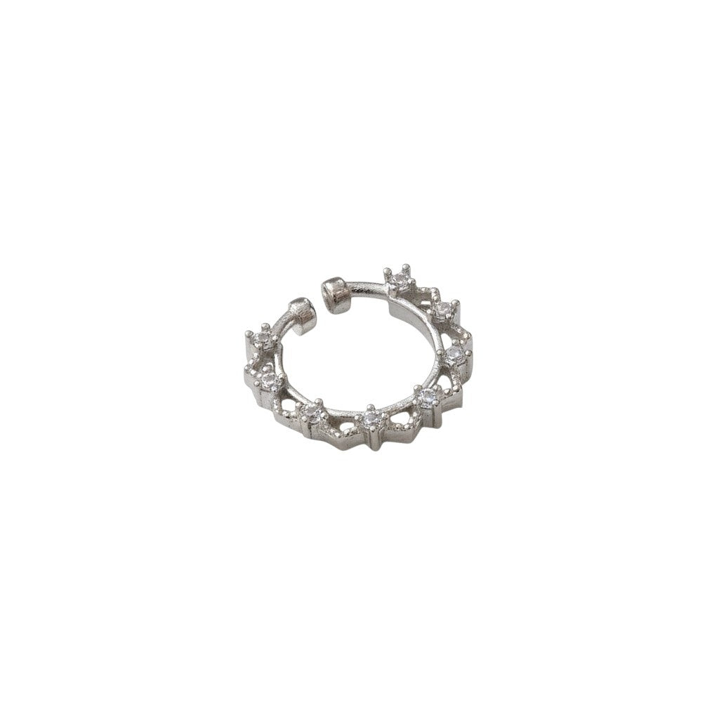 Rhodium Plated Round CZ Nose Pin