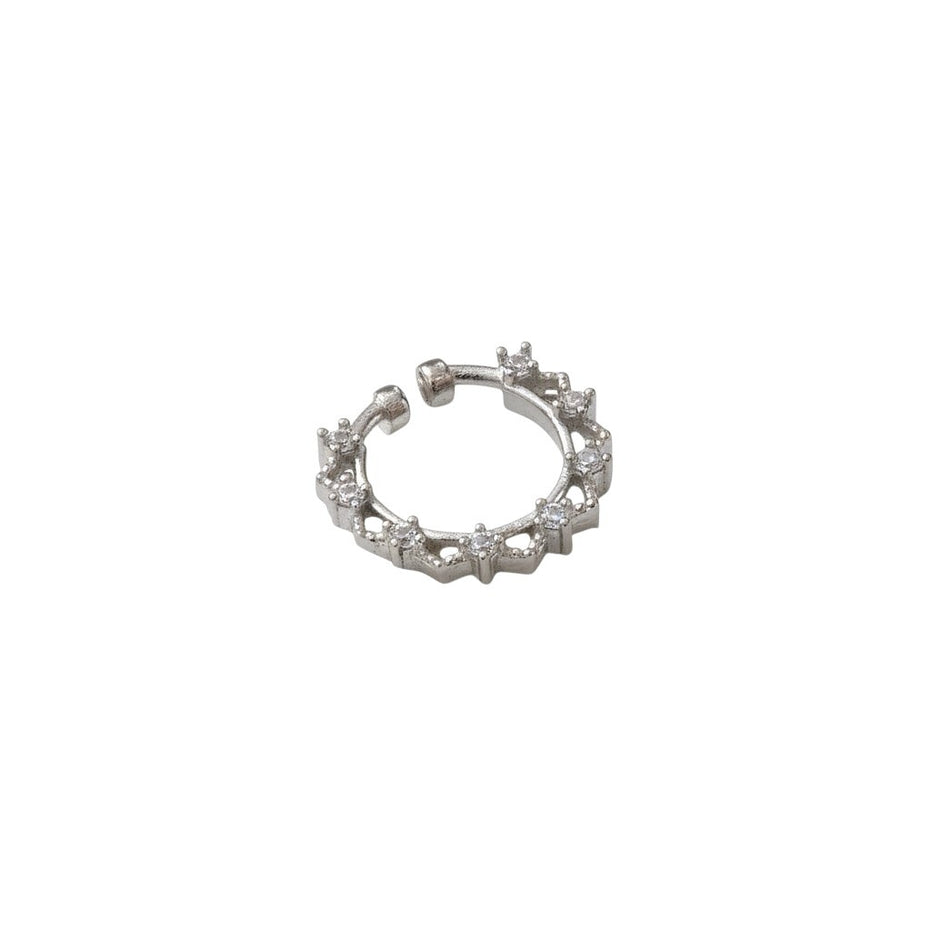 Rhodium Plated Round CZ Nose Pin