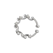 Rhodium Plated Curved Segment CZ Nose Pin